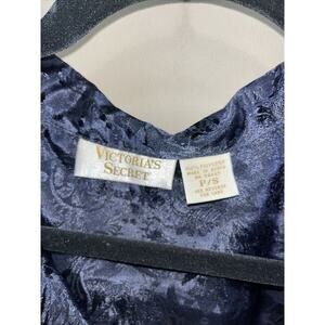 Vintage Victoria’s Secret Gold Label Silk Night Shirt Sz Small petite Navy Blue